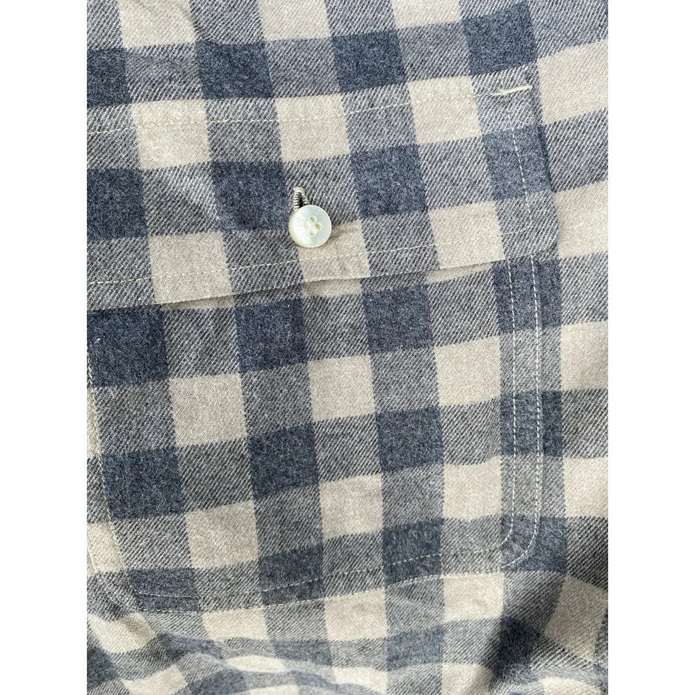J‎ McLaughlin Flannel Shirt Gray Check 100% Cotton Mens L Gorpcore Bloke Grampa